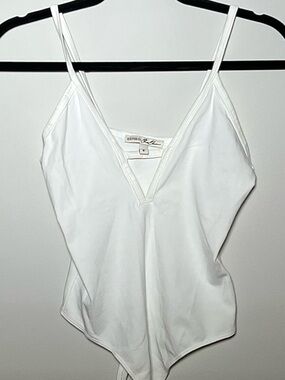 Express White V-Neck Spaghetti Strap Bodysuit